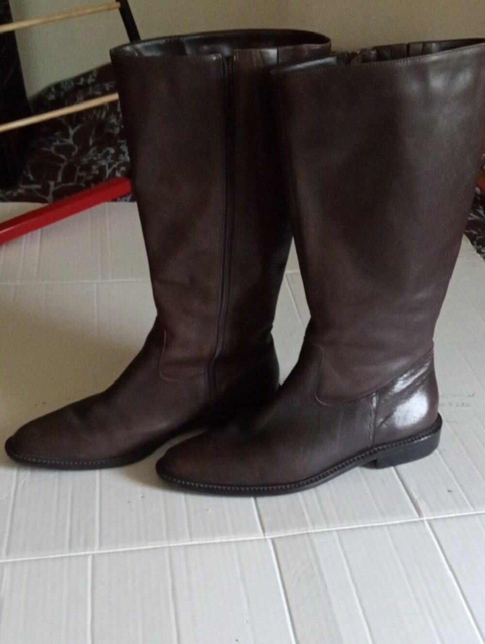 Eddie Bauer Dark Brown Leather Over-the-Knee Boots Wide Calf Size 9W Leather